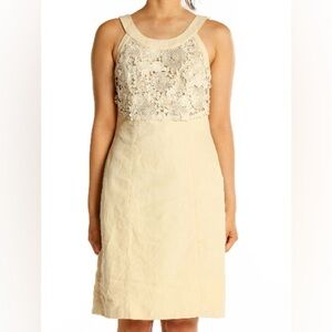 Anthropologie Postmark Oleander Linen Crochet Cream Lace Dress